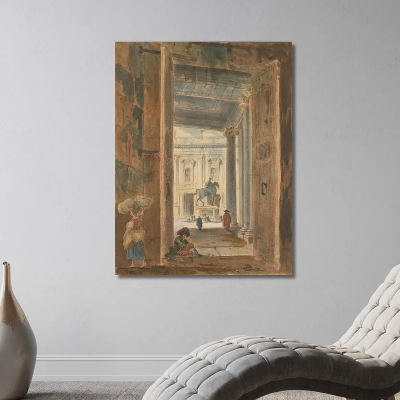 Blick Auf Das Kapitol Mit Der Statue Des Marcus Aurelius Hubert Robert