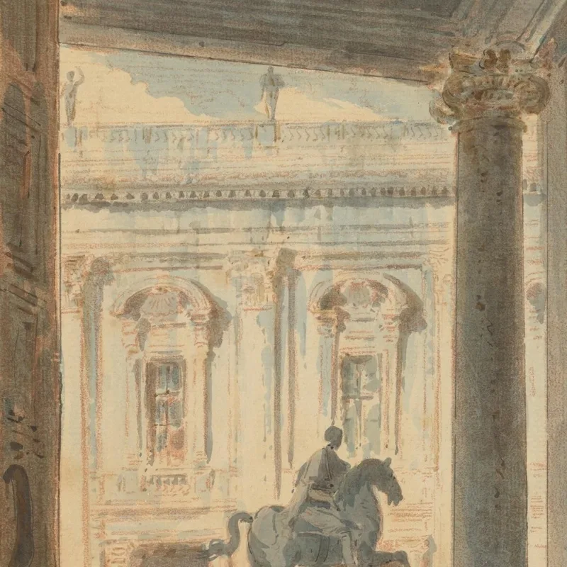 Blick Auf Das Kapitol Mit Der Statue Des Marcus Aurelius Hubert Robert