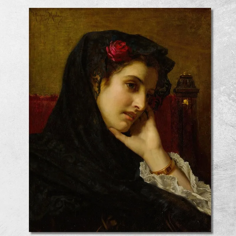 Una Belleza Española Hugues Merle cuadro en lienzo