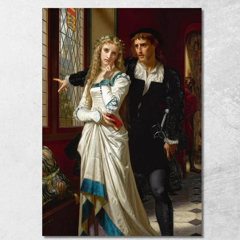 Hamlet Y Ofelia Hugues Merle cuadro en lienzo