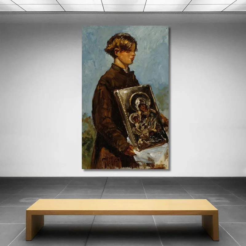 Kleiner Junge Trägt Eine Ikonenskizze Ilya Efimovich Repin