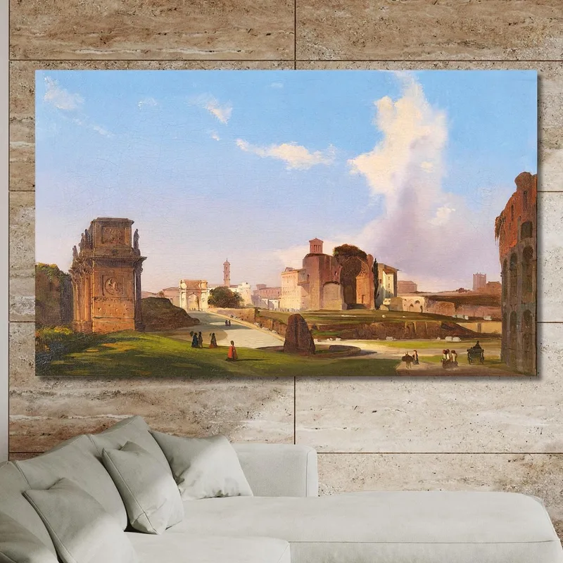 Vista Del Foro Romano Con El Arco De Constantino Ippolito Caffi