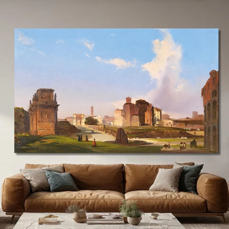 Vista Del Foro Romano Con El Arco De Constantino Ippolito Caffi