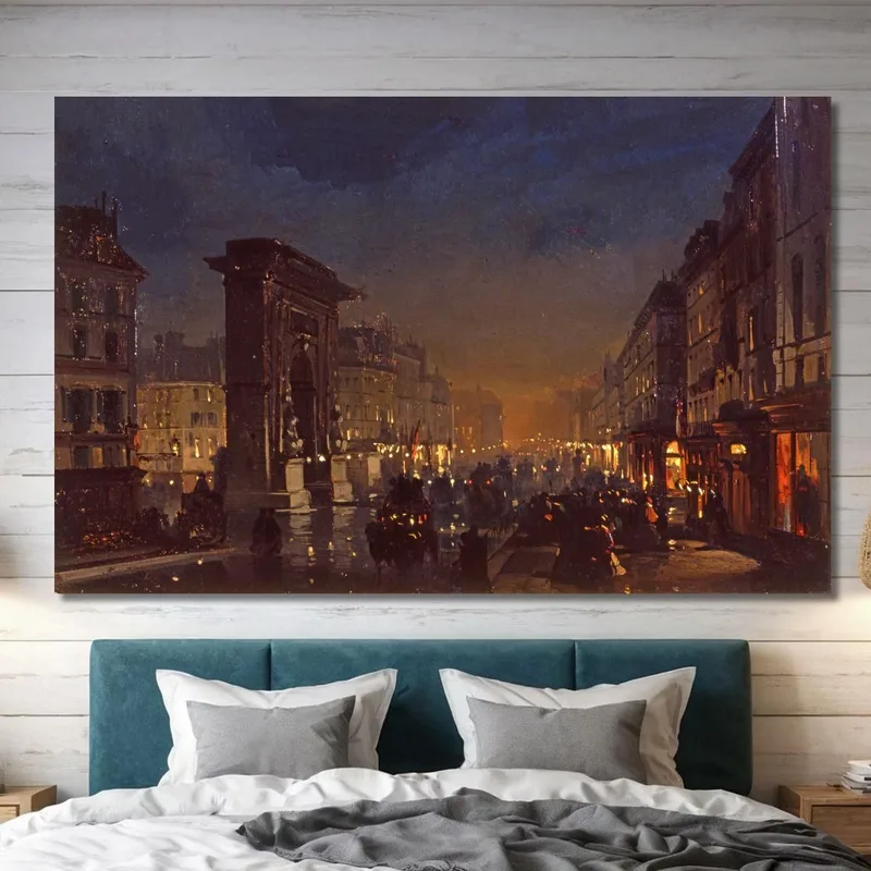 Boulevard Et Porte Saint Denis Oil On Canvas Cardboard Ippolito Caffi