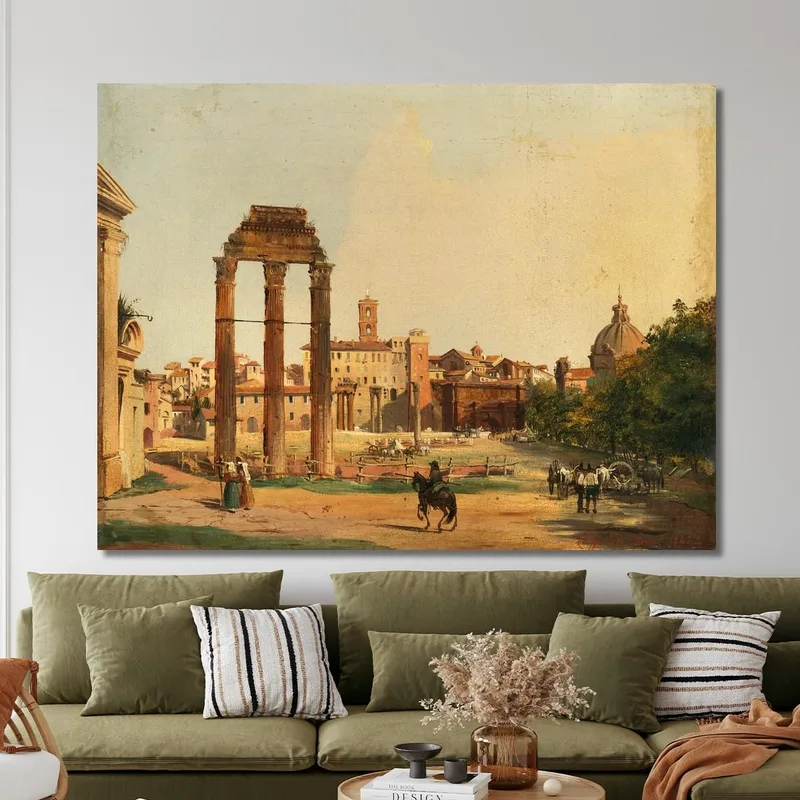 Rome A View Of The Roman Forum With The Temple Of Castor And Pollux Ippolito Caffi