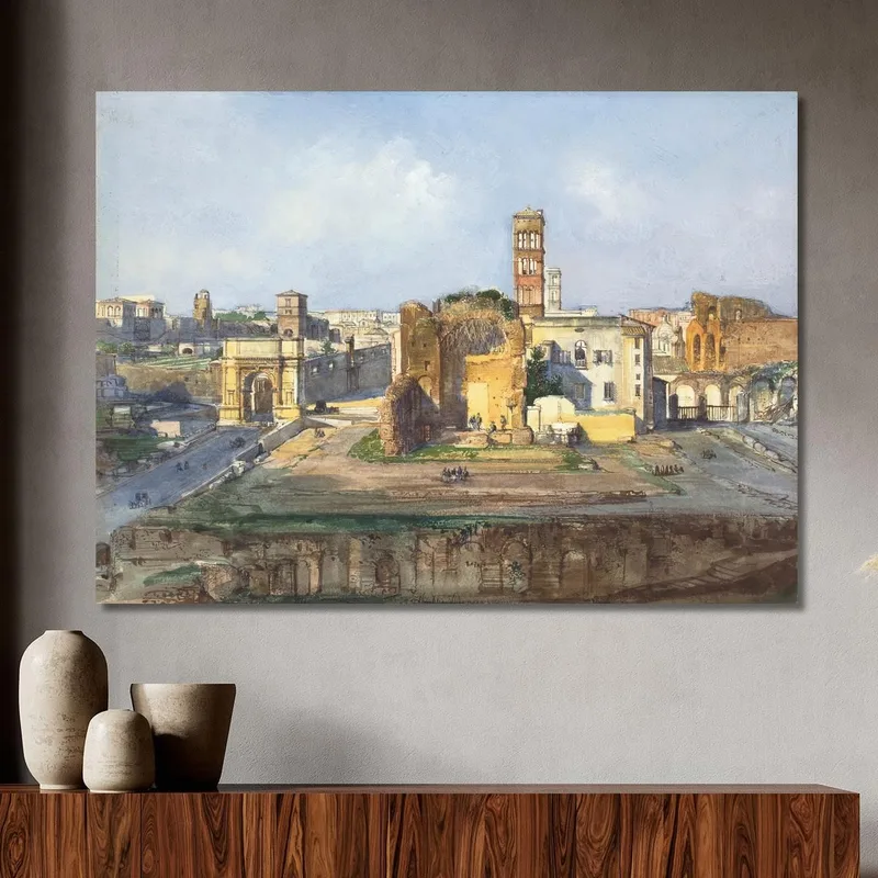 The Arch Of Titus And The Temple Of Venus And Rome Near The Roman Forum Ippolito Caffi
