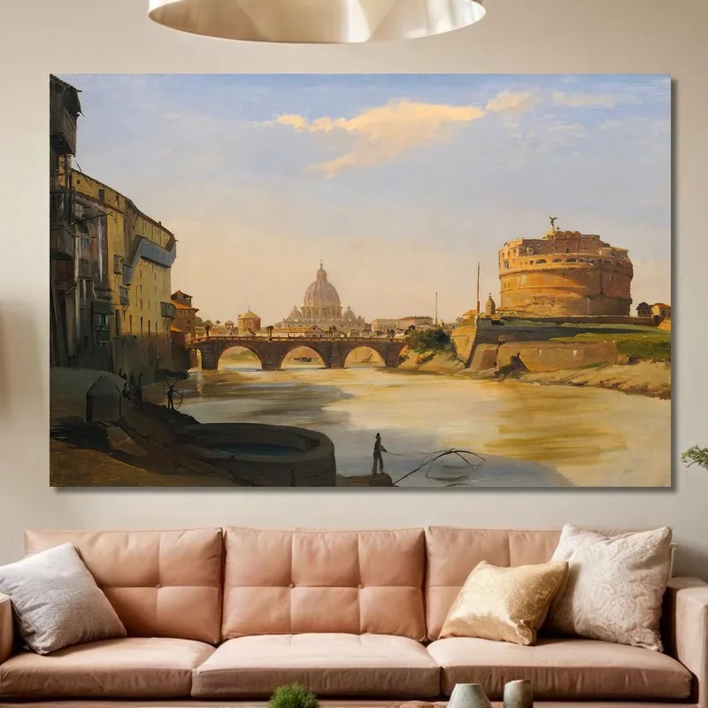 View Of The Castel Sant'Angelo Rome Ippolito Caffi