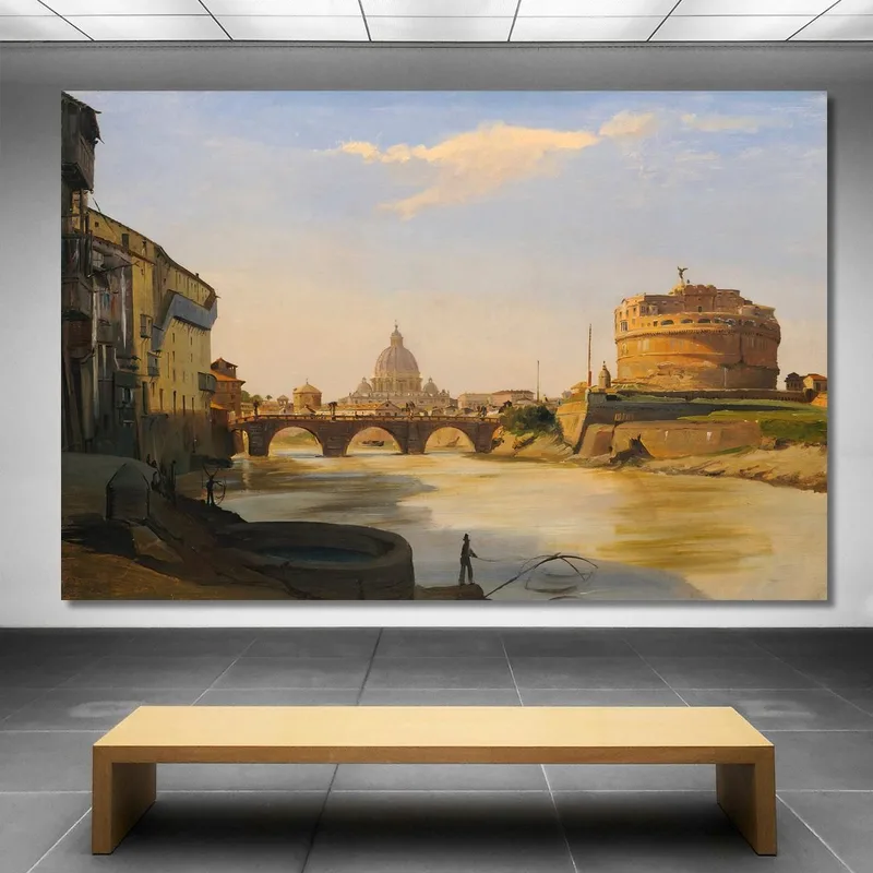 View Of The Castel Sant'Angelo Rome Ippolito Caffi