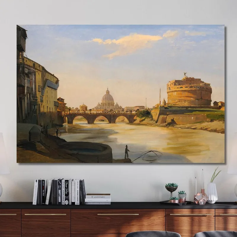 View Of The Castel Sant'Angelo Rome Ippolito Caffi