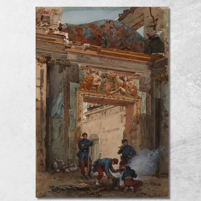 Ruinas Del Salón De Marte En El Palacio De Saint-Cloud En 1871 Isidore Pils cuadro en lienzo