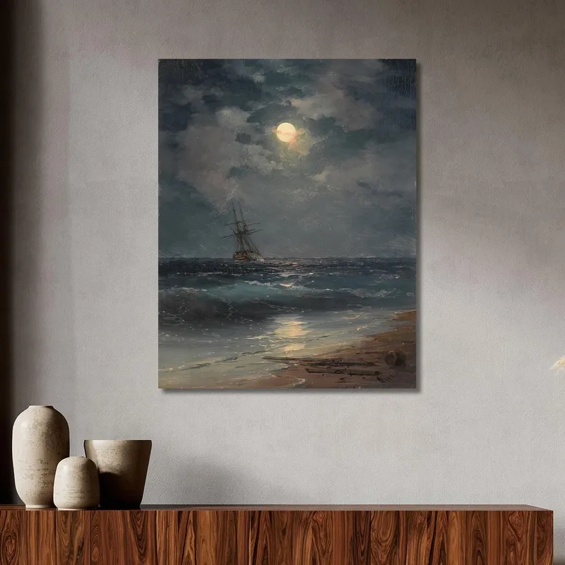 Navire Au Clair De Lune Ivan Konstantinovich Aivazovsky