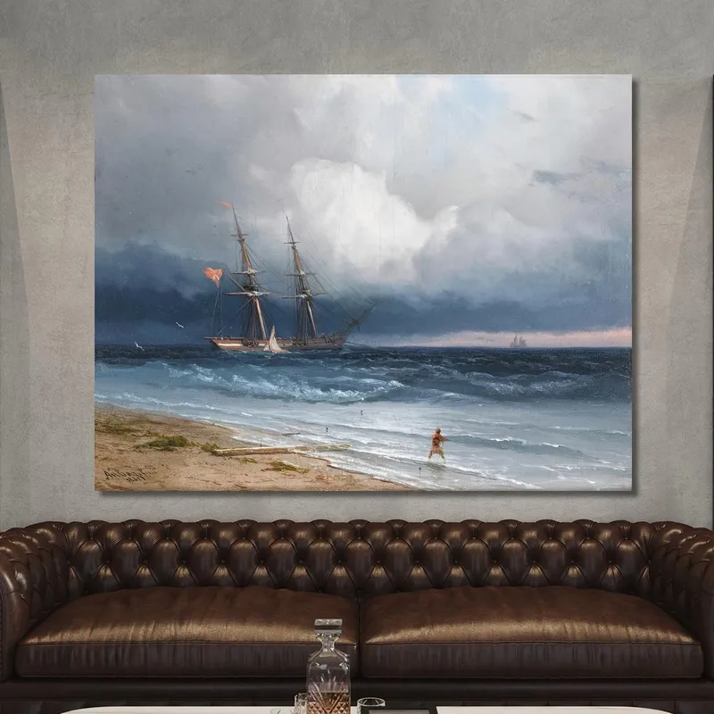 Navire Près Du Rivage Ivan Konstantinovich Aivazovsky
