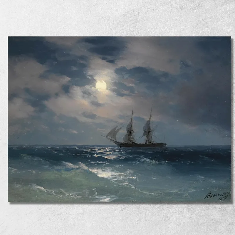 Il Brigantino Mercury Al Chiaro Di Luna Ivan Konstantinovich Aivazovsky quadro stampa su tela