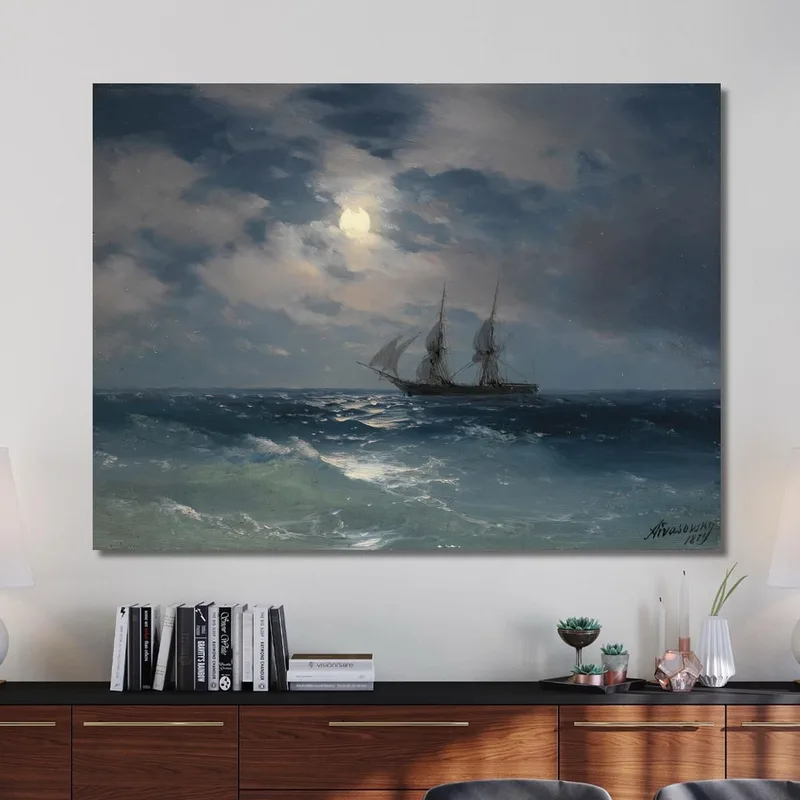 Il Brigantino Mercury Al Chiaro Di Luna Ivan Konstantinovich Aivazovsky