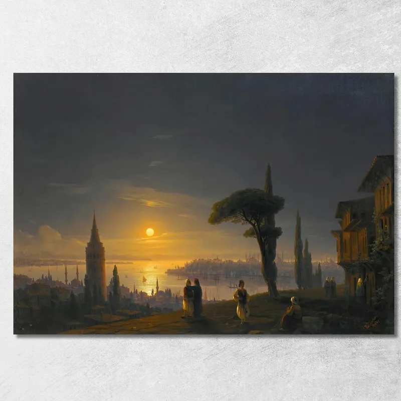 La Torre Di Galata Al Chiaro Di Luna Ivan Konstantinovich Aivazovsky quadro stampa su tela
