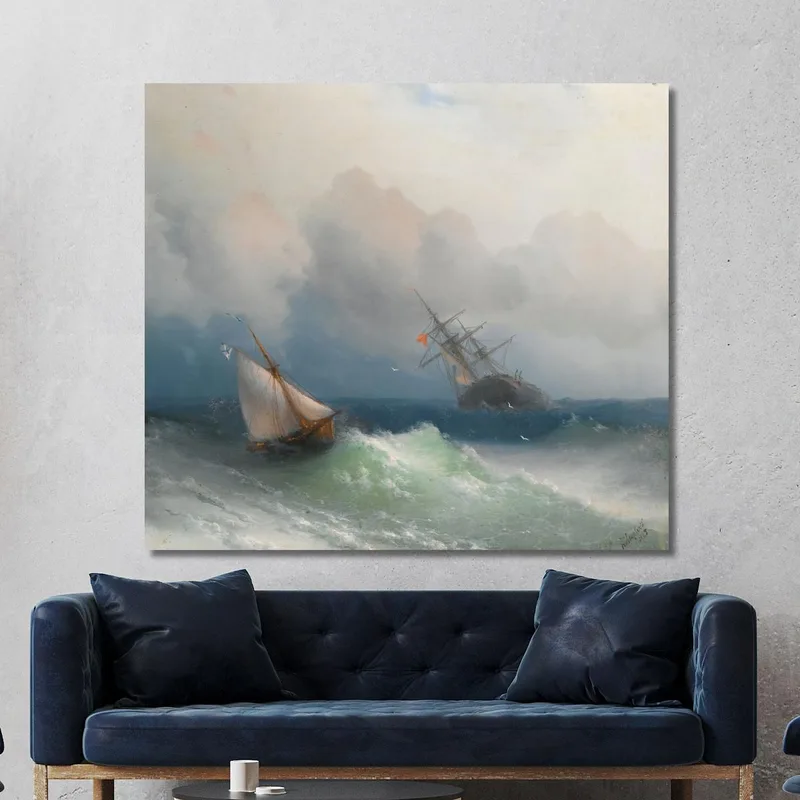 Due Navi In Mare Ivan Konstantinovich Aivazovsky