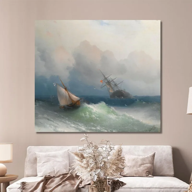 Due Navi In Mare Ivan Konstantinovich Aivazovsky