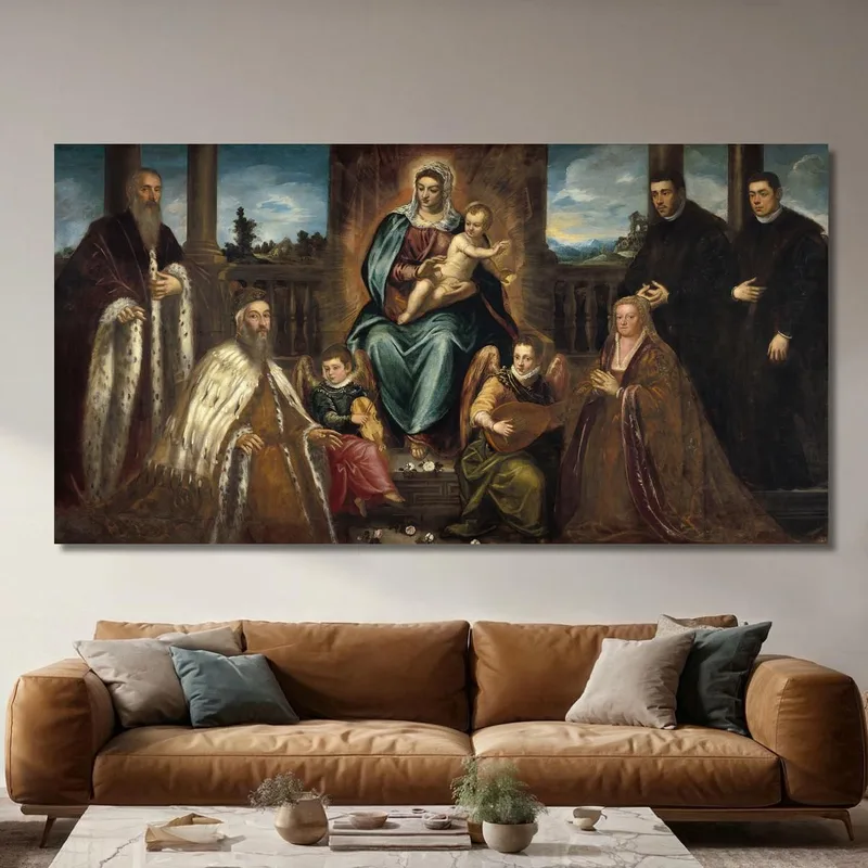Doge Alvise Mocenigo And Family Before The Madonna And Child Jacopo Tintoretto