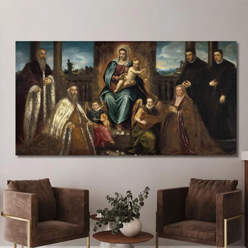 Doge Alvise Mocenigo And Family Before The Madonna And Child Jacopo Tintoretto