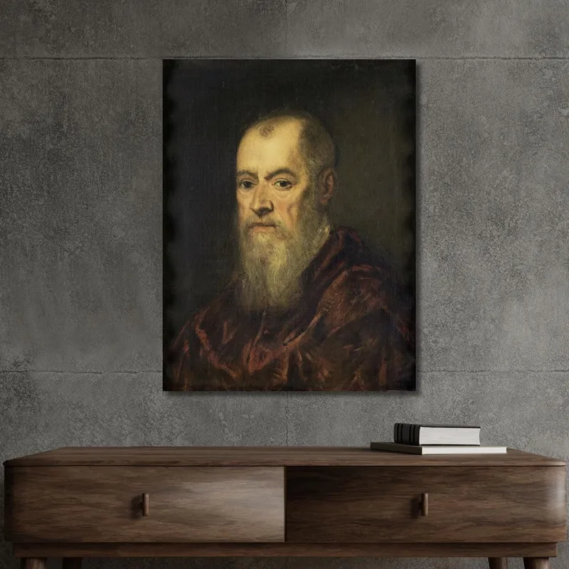 Ritratto Di Un Uomo Con Mantello Rosso Jacopo Tintoretto