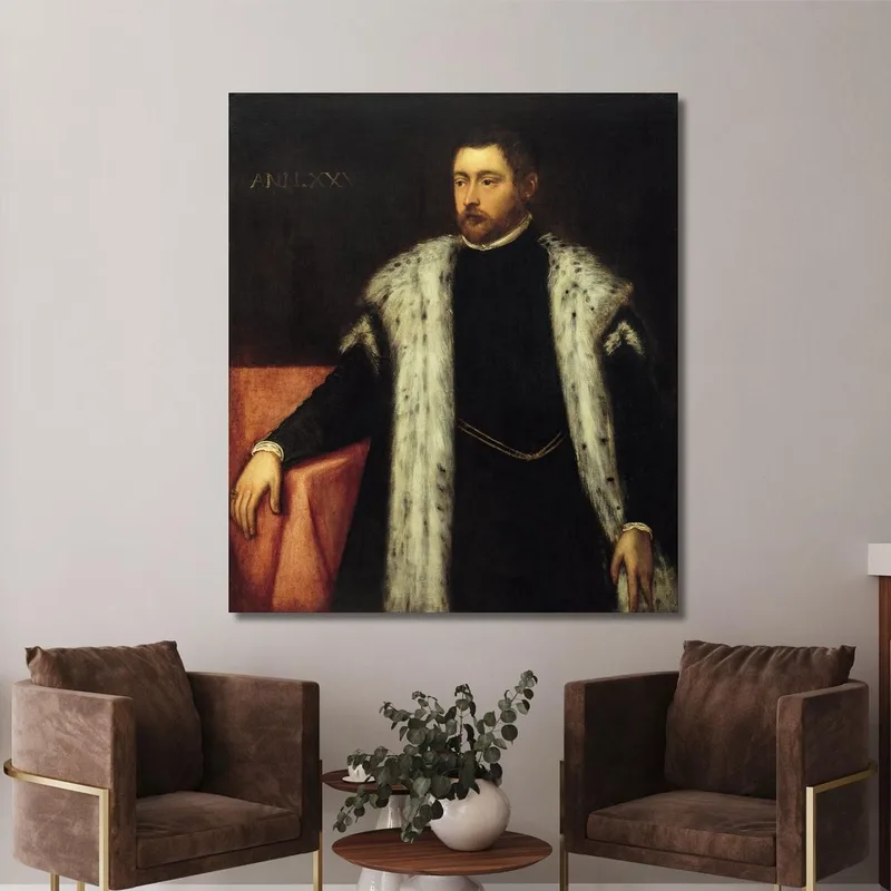 Joven De Veinticinco Años Con Abrigo Forrado De Piel Jacopo Tintoretto