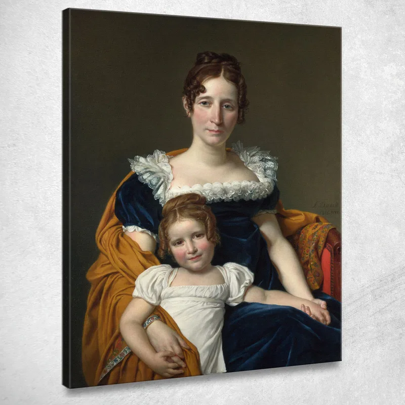 Portrait Of The Comtesse Vilain Xiiii And Her Daughter Jacques Louis David canvas print