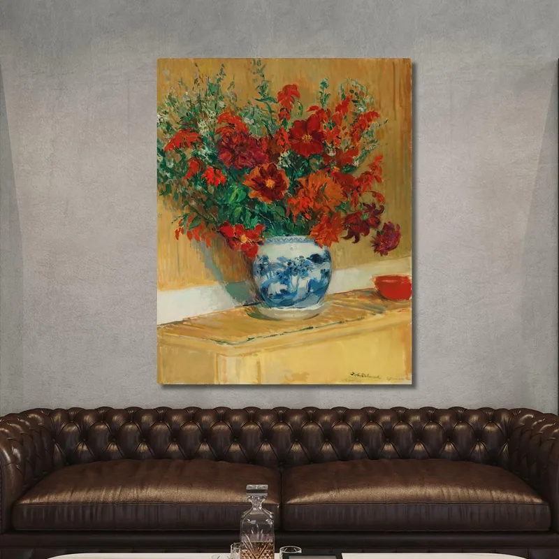 Mazzo Di Fiori In Vaso Blu Jacques-Émile Blanche
