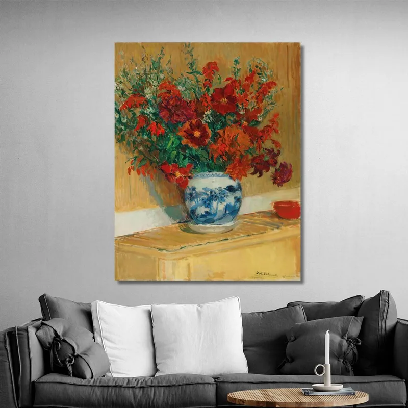 Mazzo Di Fiori In Vaso Blu Jacques-Émile Blanche