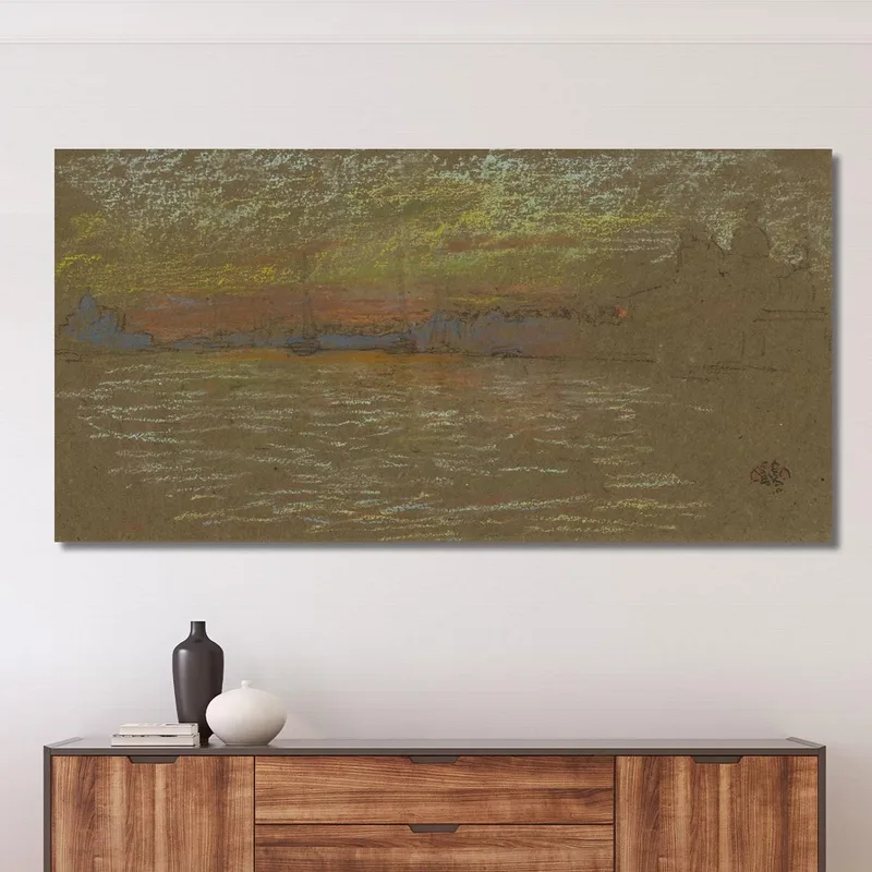 La Riva Au Coucher Du Soleil Rouge Et Or James Abbott McNeill Whistler