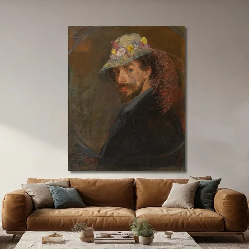 Self-Portrait With Flowered Hat James Ensor