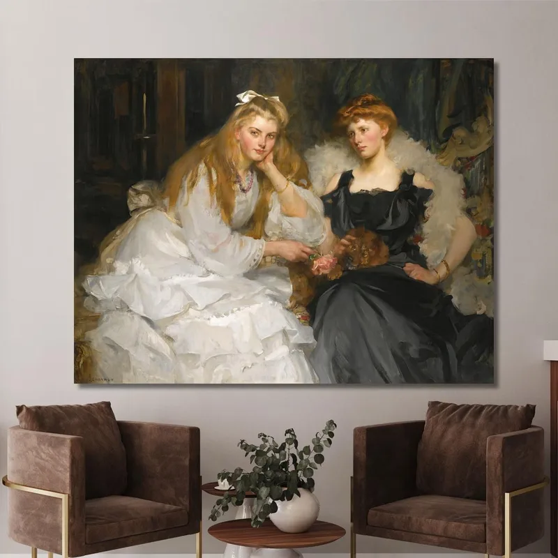 Portraits Of Lorna And Dorothy Bell Daughters Of W. Heward Bell Esq. James Jebusa Shannon