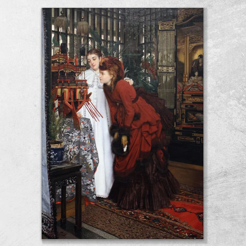 Young Woman Looking At Japanese Items James Tissot