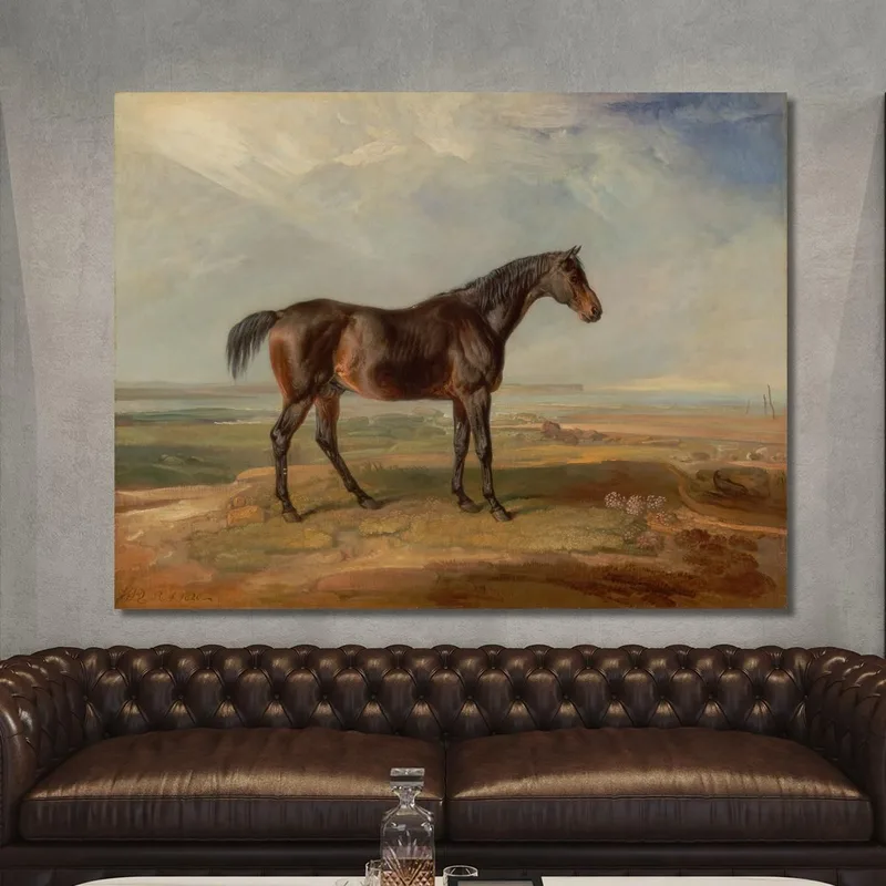 Dr. Syntax A Bay Racehorse Standing In A Coastal Landscape An Estuary Beyond James Ward