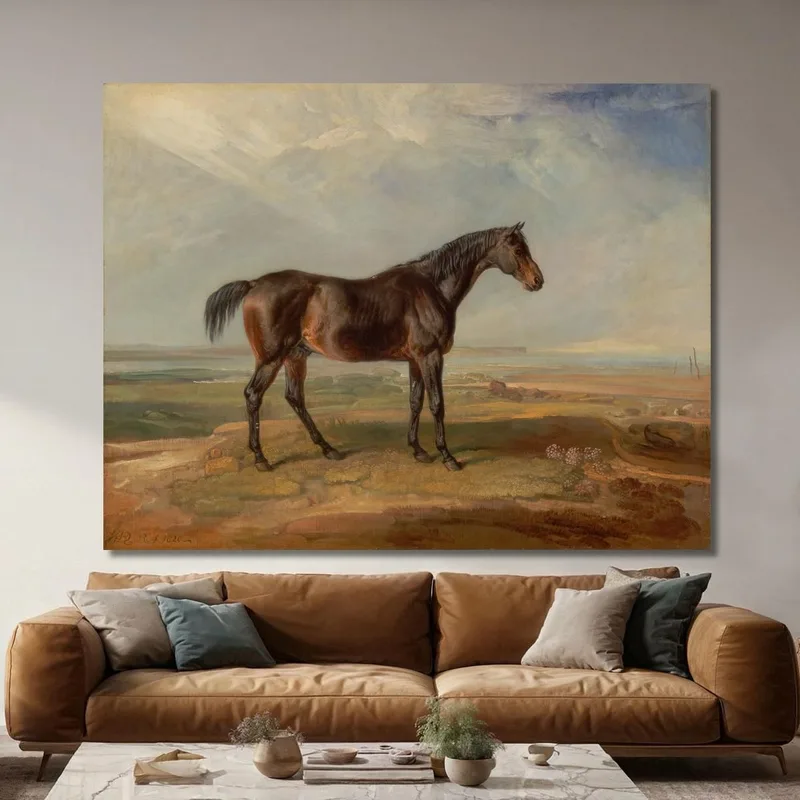 Dr. Syntax A Bay Racehorse Standing In A Coastal Landscape An Estuary Beyond James Ward