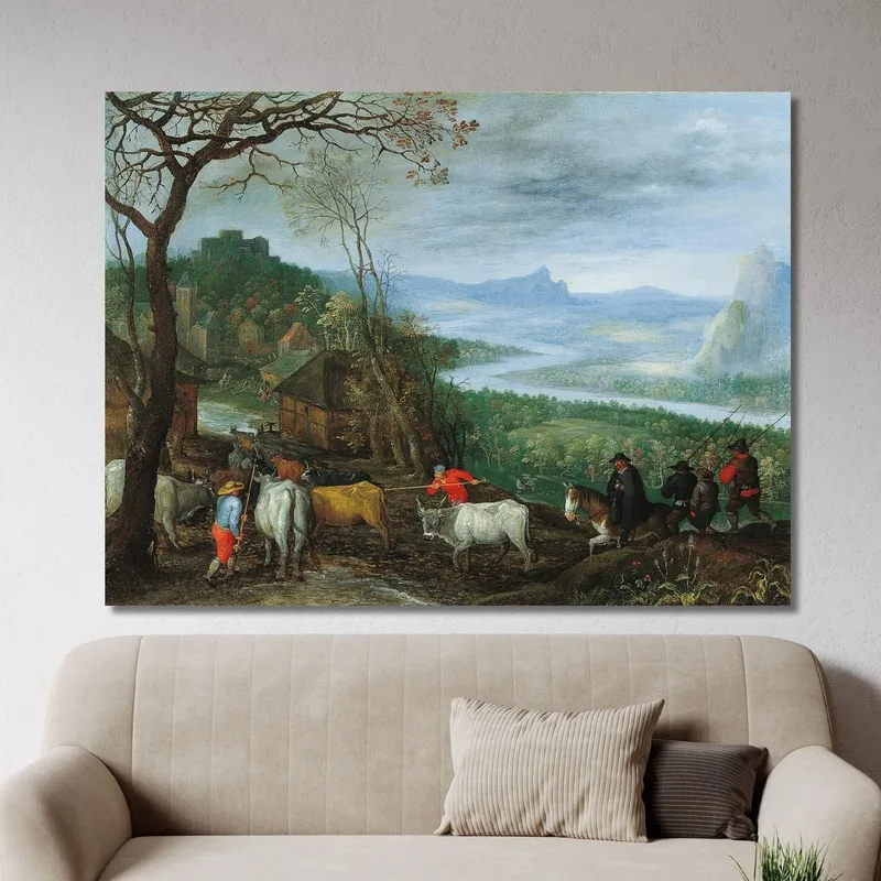 A Landscape With Herdsmen Driving Cattle To A Village Jan Brueghel The Elder