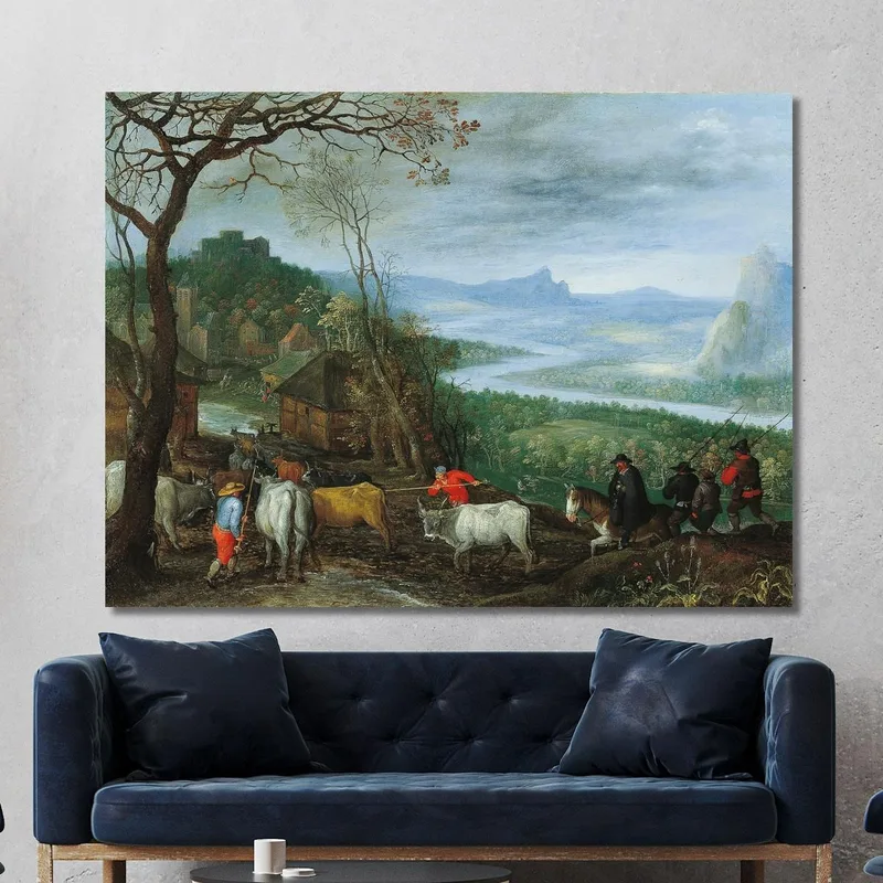 A Landscape With Herdsmen Driving Cattle To A Village Jan Brueghel The Elder