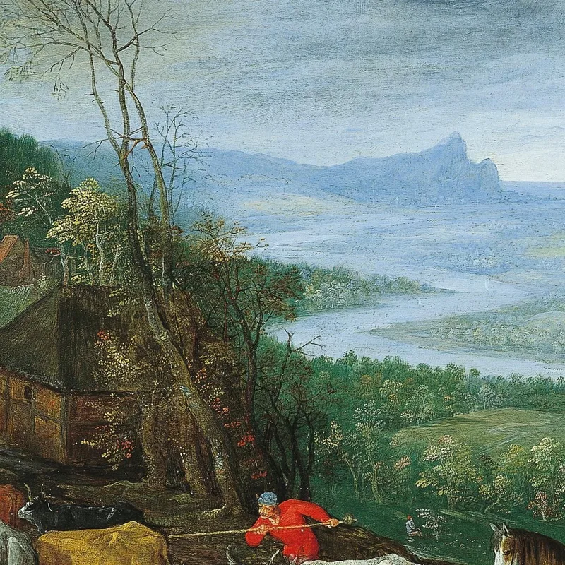 A Landscape With Herdsmen Driving Cattle To A Village Jan Brueghel The Elder
