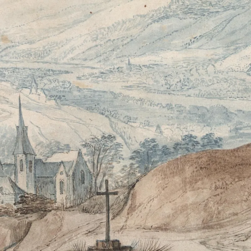 Landschaft Mit Dorf Nahe Einer Kreuzung Und Ferner Aussicht Jan Brueghel The Elder