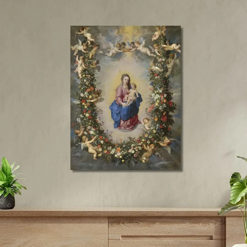 La Vergine E Il Bambino Circondati Da Una Ghirlanda Di Fiori Sostenuta Da Cherubini Jan Brueghel The Elder