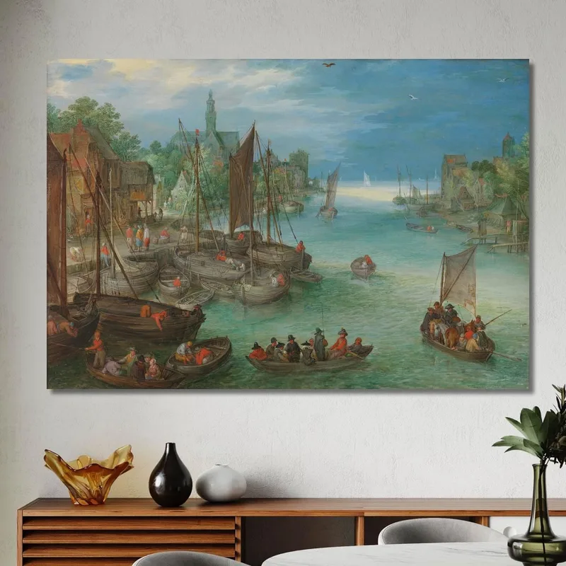 Blick Auf Eine Stadt An Einem Fluss Jan Brueghel The Elder