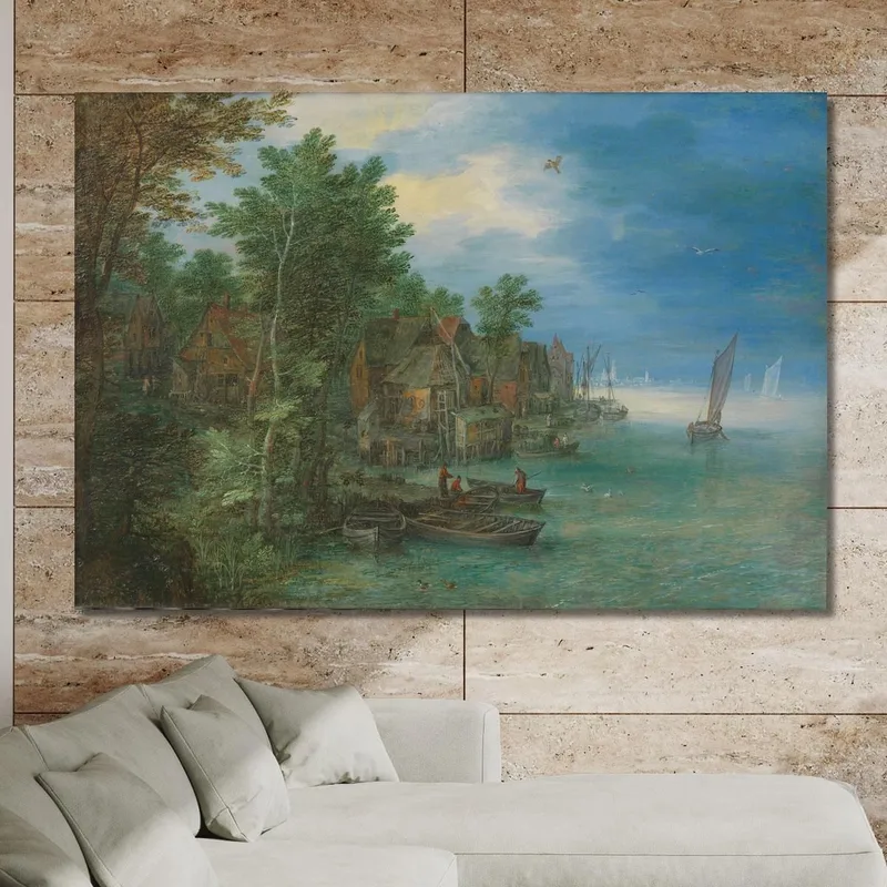 Blick Auf Ein Dorf An Einem Fluss Jan Brueghel The Elder