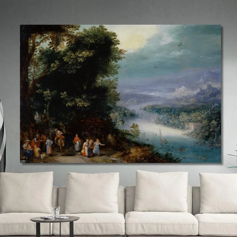 Bewaldetes Flusstal Mit Straße Jan Brueghel The Elder