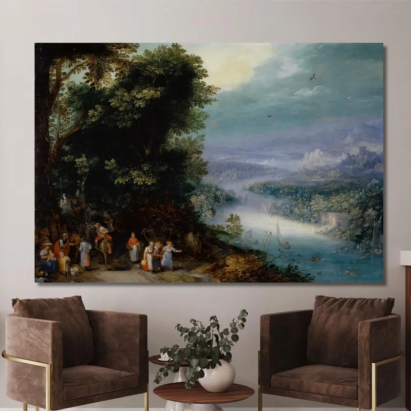 Bewaldetes Flusstal Mit Straße Jan Brueghel The Elder
