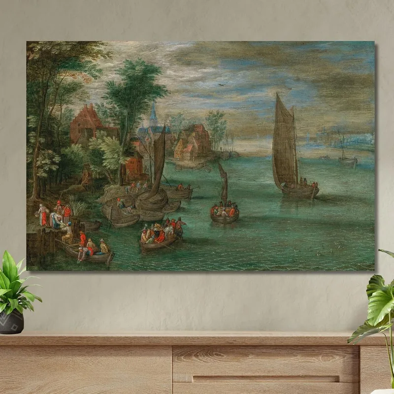 Un Paysage Fluvial Avec Des Bacs Et Des Voiliers Jan Brueghel the Younger