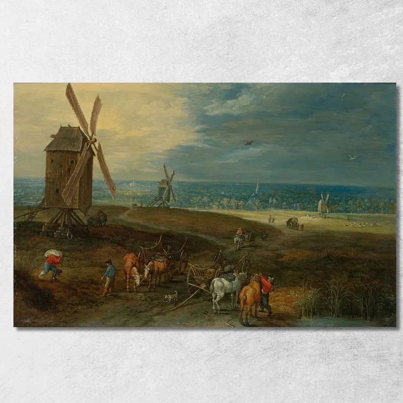 An Extensive Landscape With Travellers Before A Windmill Jan Brueghel the Younger canvas print