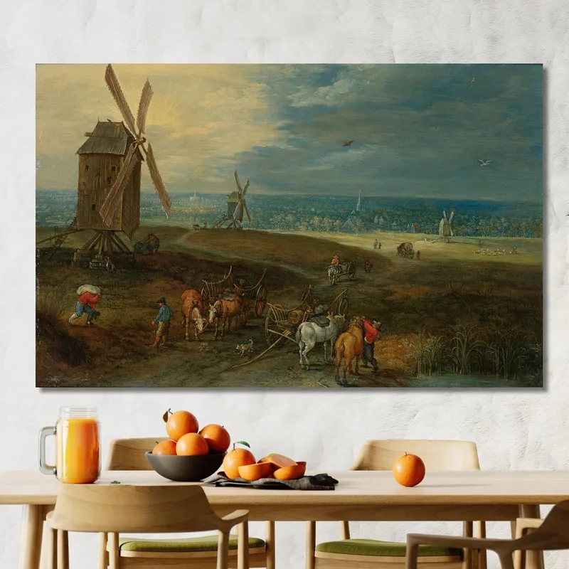 Un Vaste Paysage Avec Des Voyageurs Devant Un Moulin À Vent Jan Brueghel the Younger