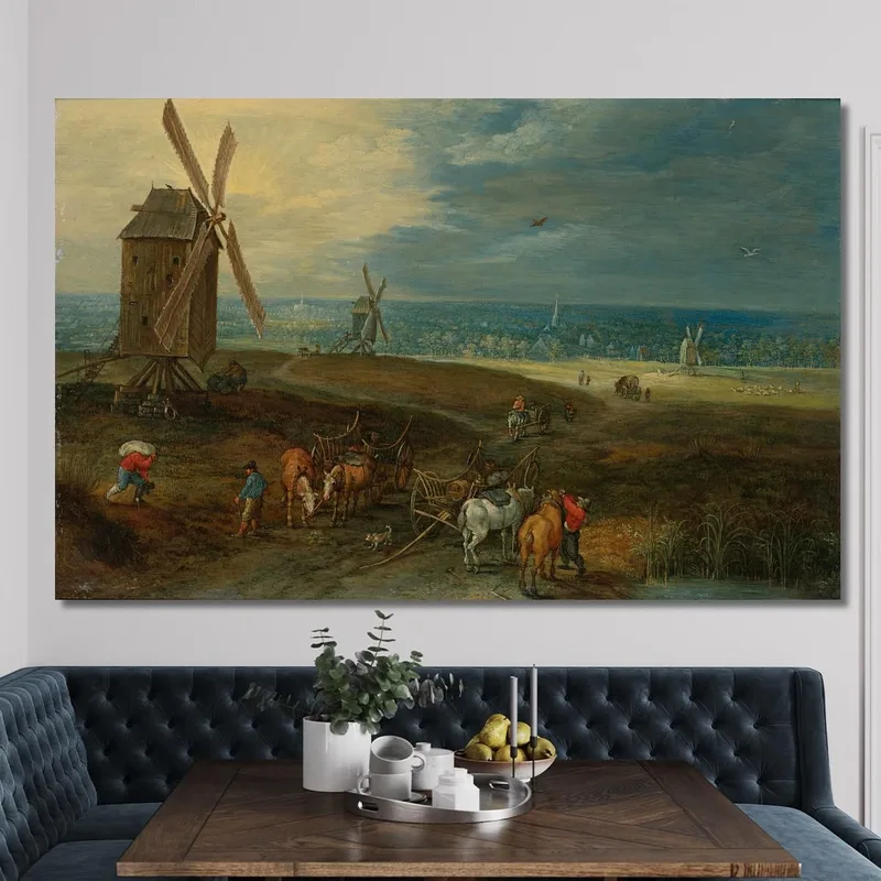Un Vaste Paysage Avec Des Voyageurs Devant Un Moulin À Vent Jan Brueghel the Younger