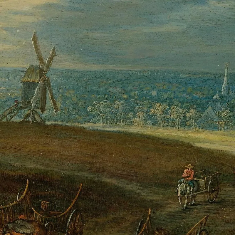 Un Vaste Paysage Avec Des Voyageurs Devant Un Moulin À Vent Jan Brueghel the Younger