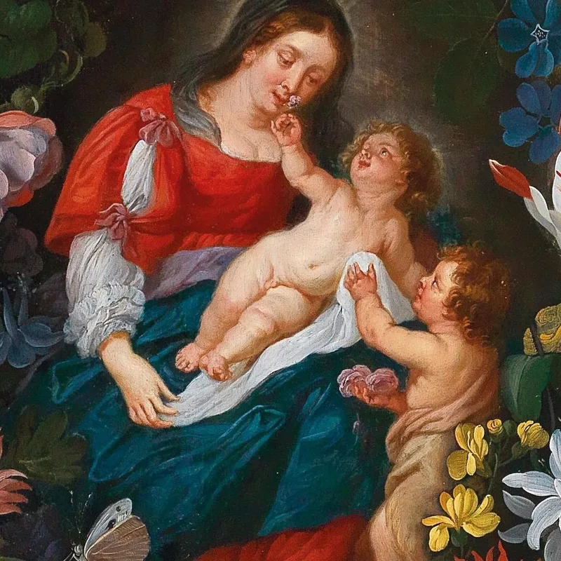 The Virgin And Child With The Infant Saint John The Baptist Surrounded By A Garland Of Flowers Jan Brueghel the Younger