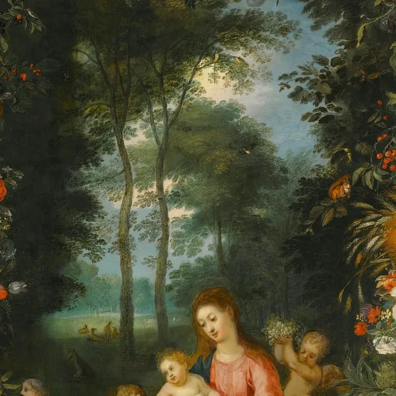 La Vergine Con Il Bambino E Il Piccolo San Giovanni Battista Circondati Da Ghirlande E Festoni Di Frutta E Fiori Jan Brueghel the Younger